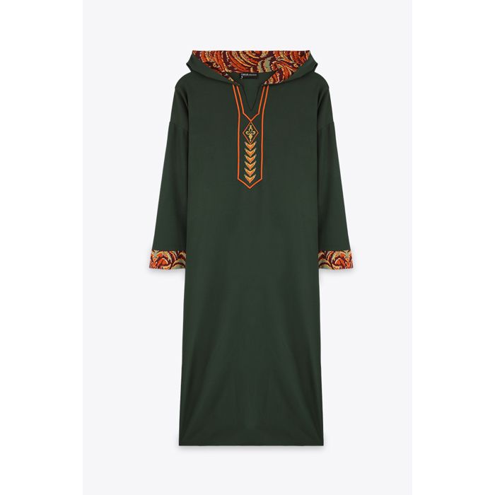 MARWA - JELLABA  BRODERIE - DARK GREEN