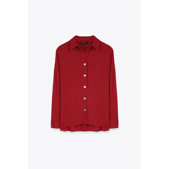 MARWA - CHEMISE BOTON GOLD - CERISE