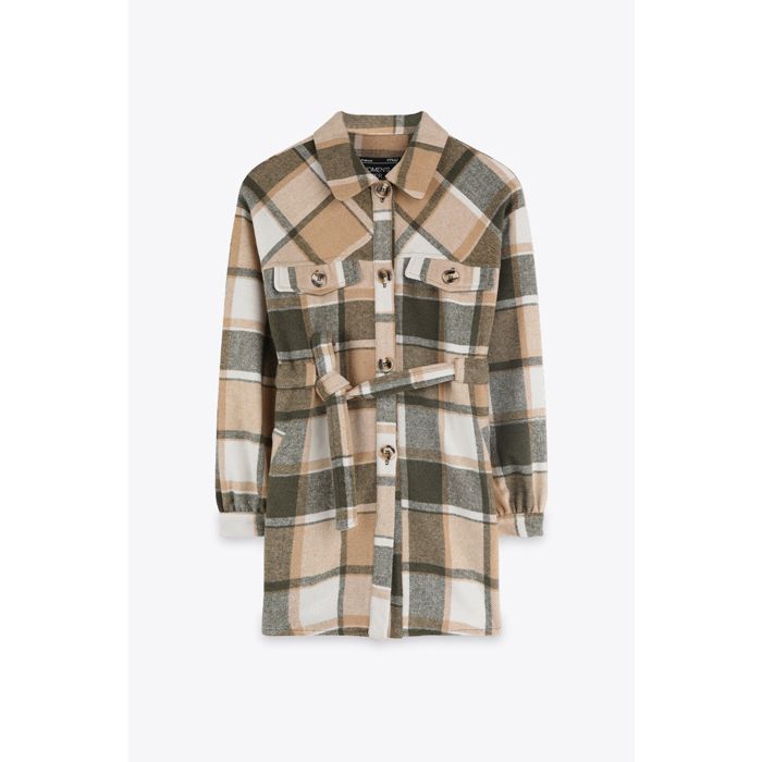 MARWA - CACHEMIRE CARREAUX AVEC CEINTURE - GREEN CHECK