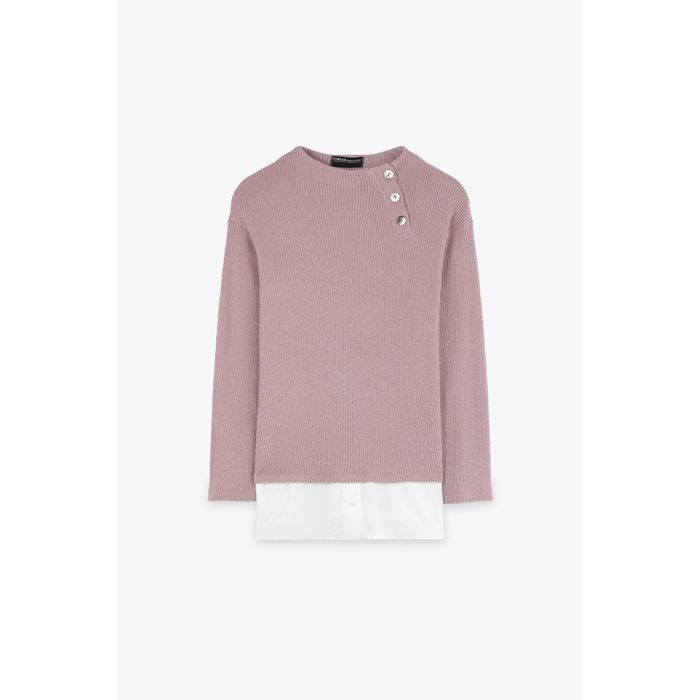 MARWA - TOP 2 EN 1 BOUTON DORE - MIXED PINK
