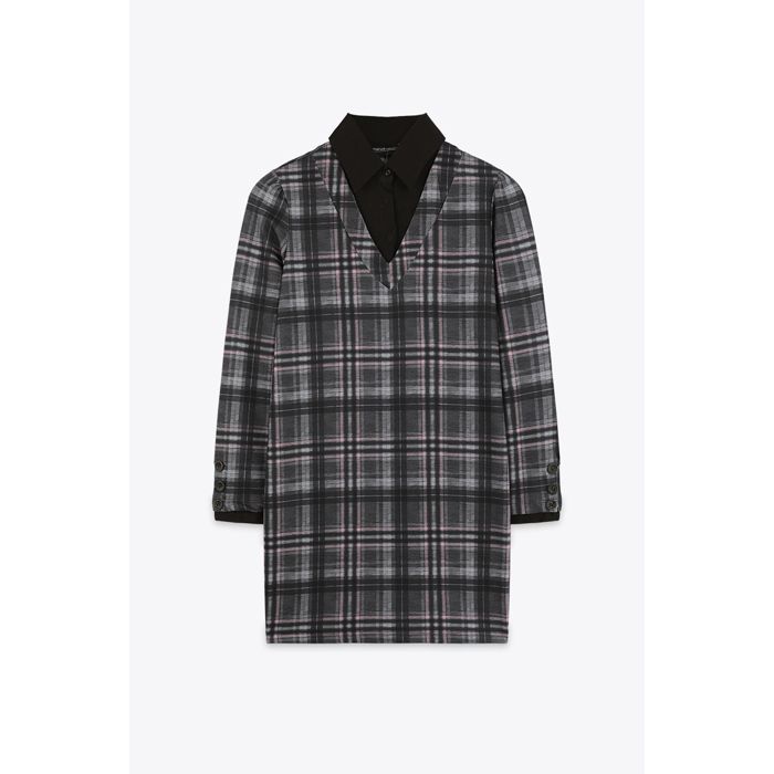 MARWA - ROBE COURTE 2 en 1 - Grey checks