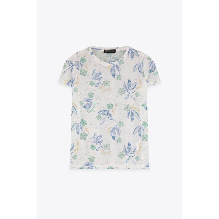 MARWA - TSHIRT IMPRIME - BLUE FLOWER