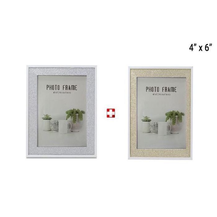 2 super Cadre photo 4x6 pouces 10x15 cm a poser avec bordure brillante argenté et doré multicouleur