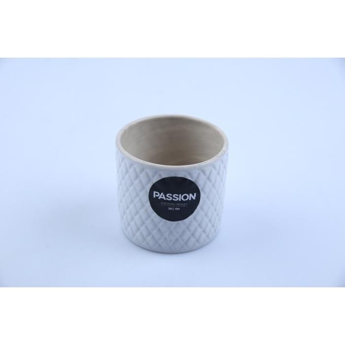 Pot - GENERIC - 11 cm - Blanc - Cylindrique - Motif damier