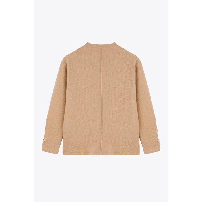 MARWA - TOP AVEC DECOUPE AU MILIEU - BEIGE
