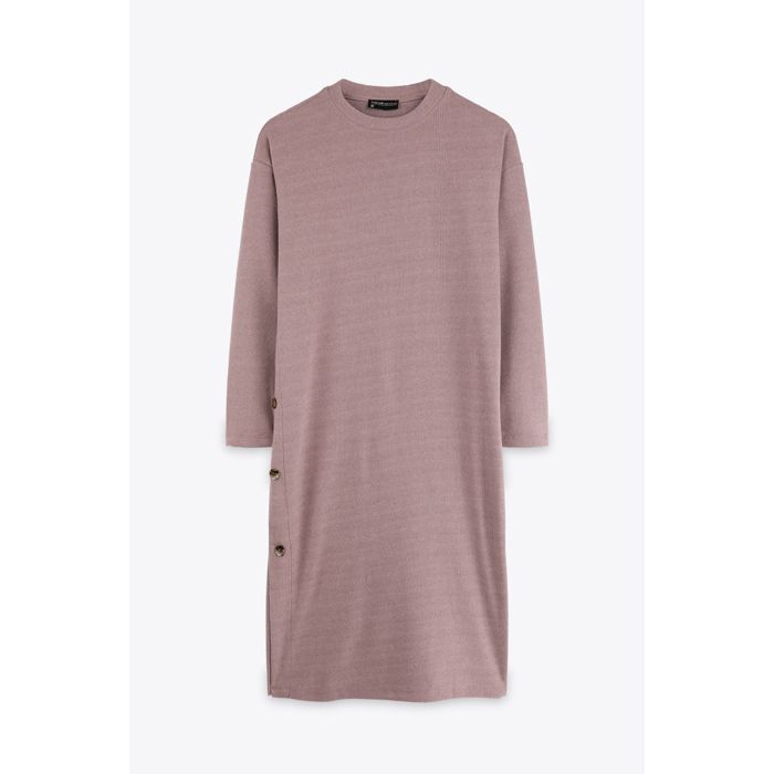 MARWA - ROBE LONGUE BOUTON COTE - MAUVE