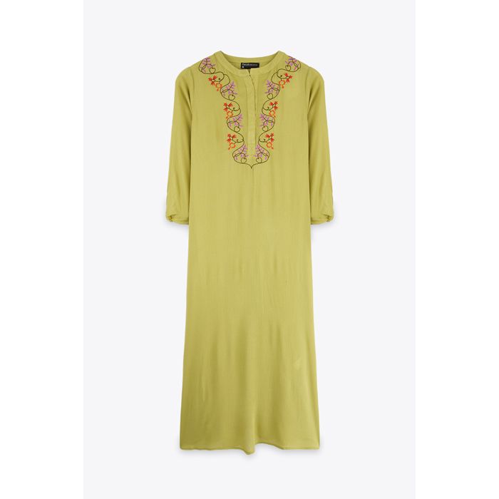 MARWA - GANDOURA BRODERIE - LIGHT OLIVE