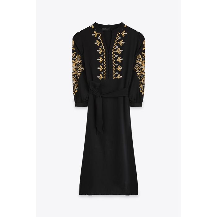 MARWA - ROBE LONGUE SERIGRAPHIE - BLACK