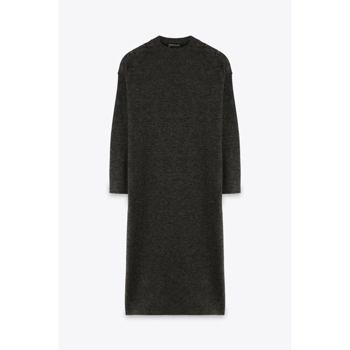 MARWA - ROBE LONGUE AVEC BOUTON - BLACK