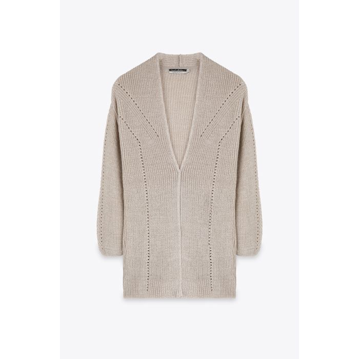 MARWA - GILET BASIC  EN ACRYLIQUE - BEIGE CHINE