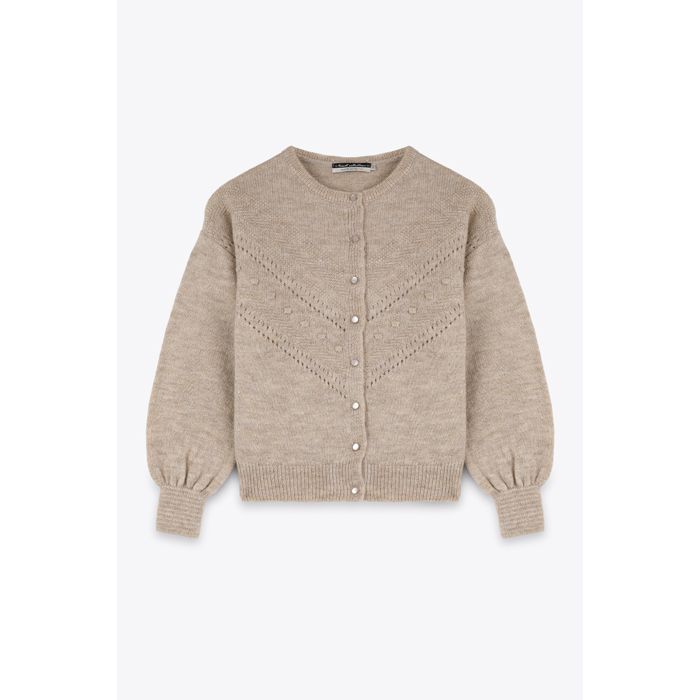 MARWA - CARDIGAN AVEC BOUTON - BEIGE