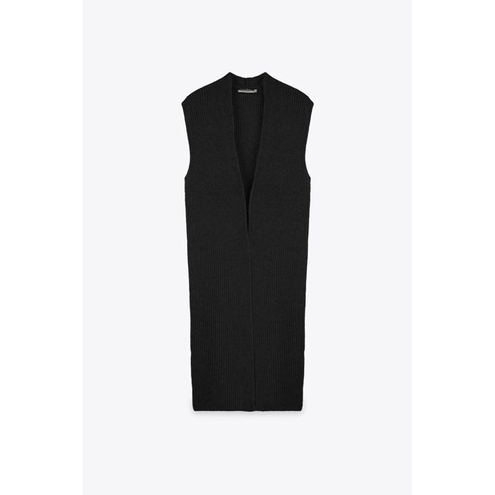 MARWA - GILET LONG SLEEVLESS - BLACK
