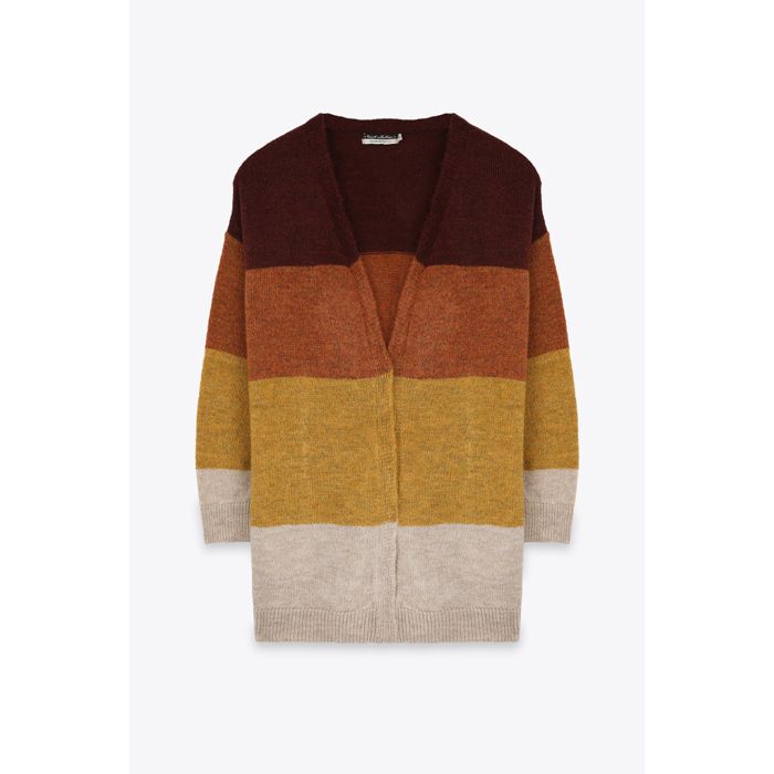 MARWA - GILET RAYURE - BURGUNDY