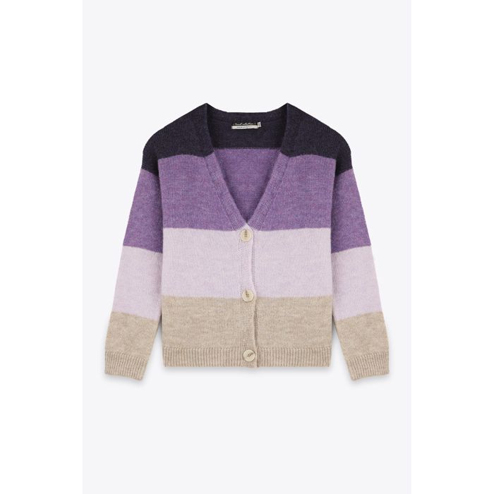 MARWA - CARDIGAN RAYURE - PURPLE
