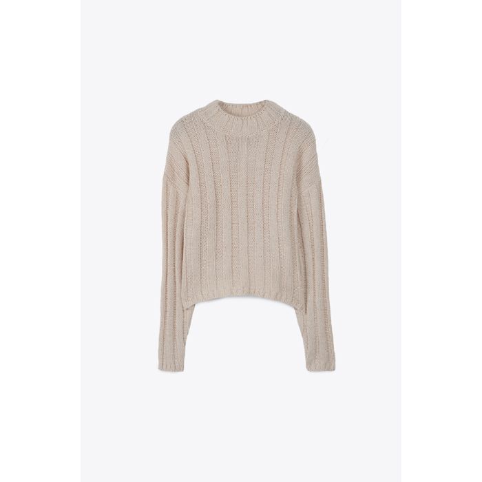 MARWA - PULL RIB EN MAILLE - BEIGE