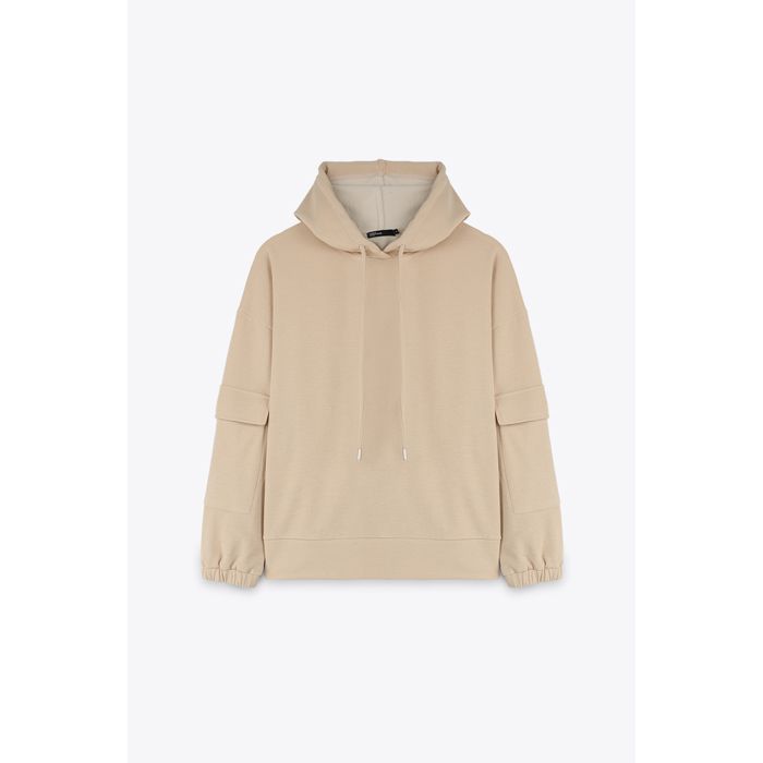 MARWA - SWEAT AVEC POCHES AUX MANCHES - BEIGE