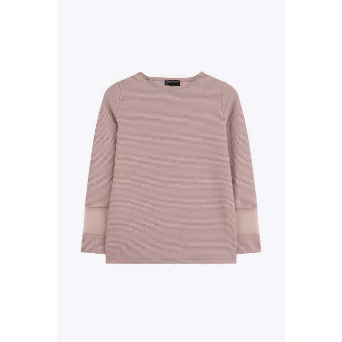 MARWA - TOP AVEC TULLE ET CORDON AU COL - PINK SILVER
