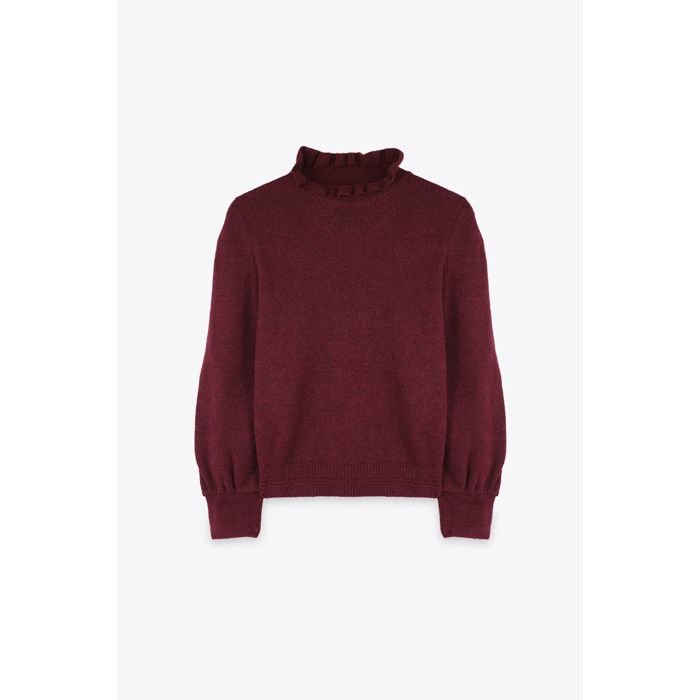 MARWA - PULL COL FROUFROU - PRUNE