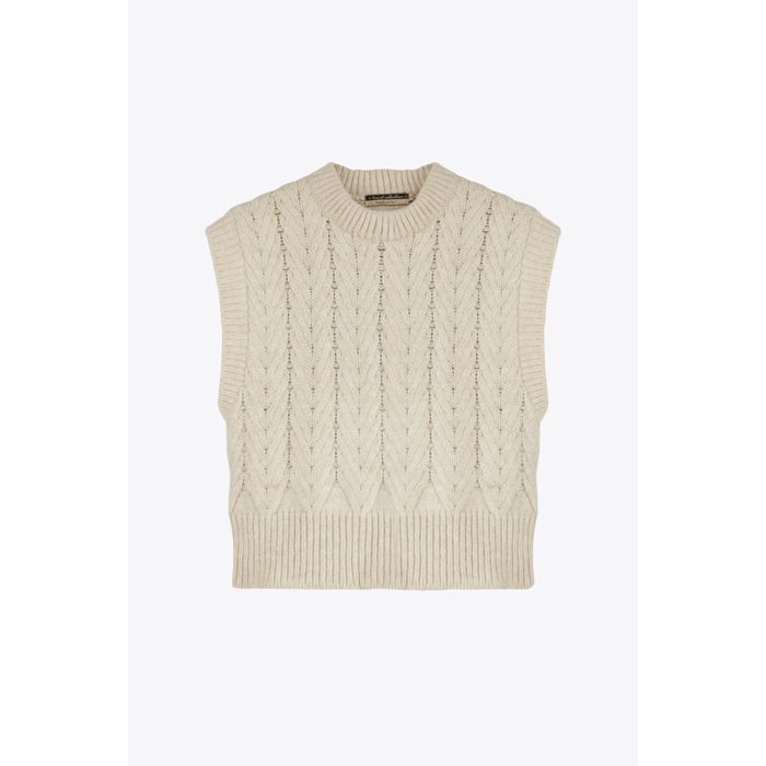 MARWA - GILET MULTI TRESSE - ECRU