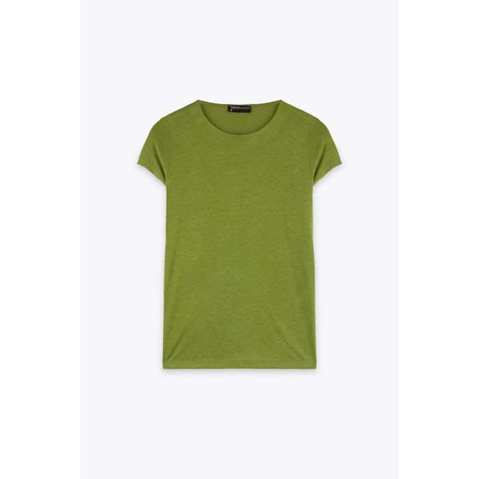 MARWA - TOP BASIC COL ROND - GREEN FLOWER