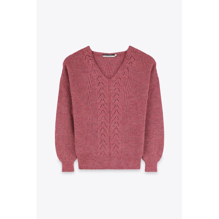 MARWA - PULLC OL V AVEC TRESSE - PINK