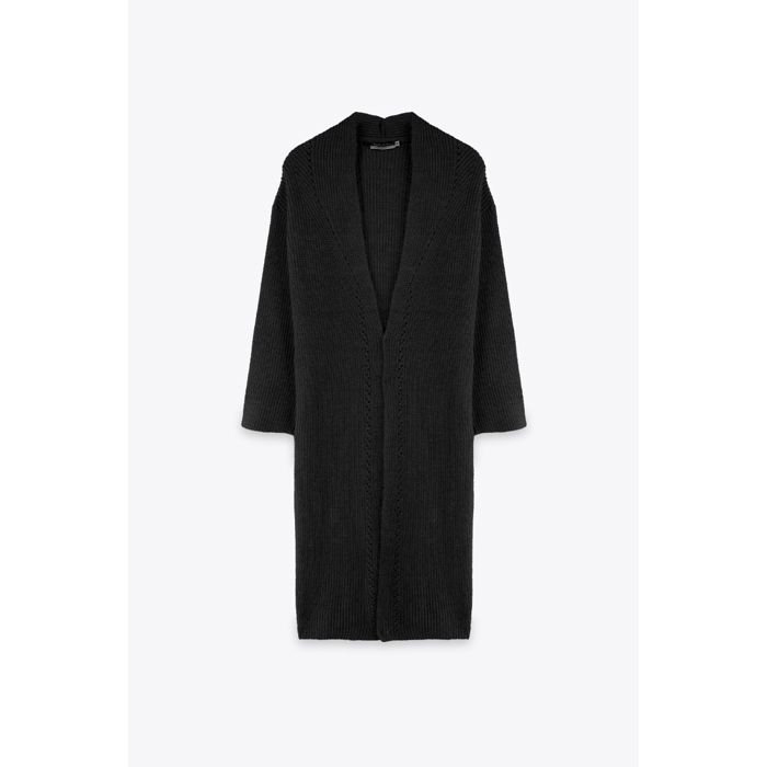 MARWA - CARDIGAN SIMPLE LONG - BLACK