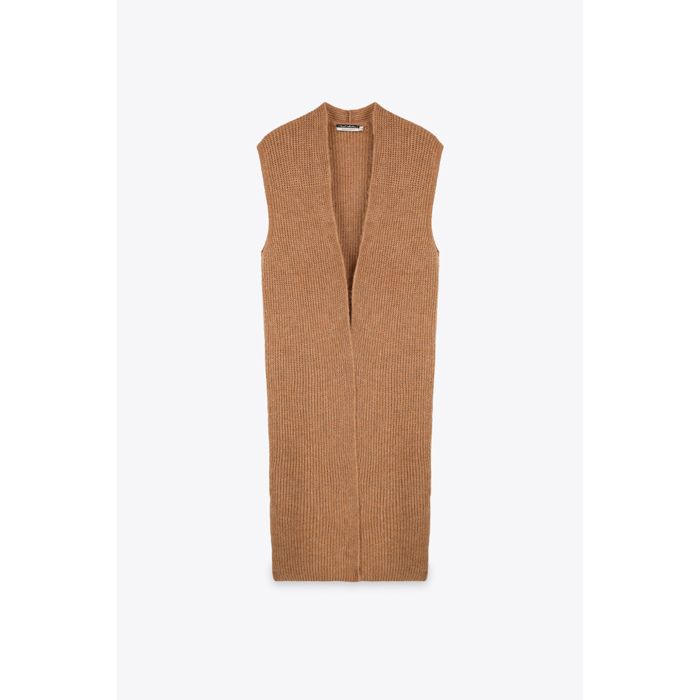 MARWA - GILET LONG SLEEVLESS - CARAMEL