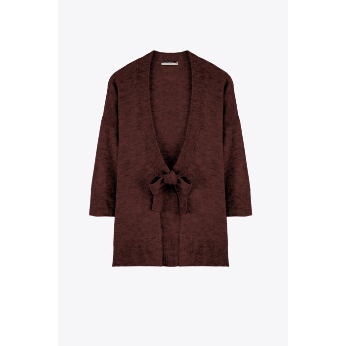 MARWA - GILET AVEC MANCHE  LARGE - BURGUNDY