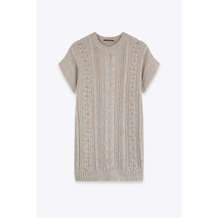 MARWA - PULLSLEEVLESS LONG - BEIGE CHINE