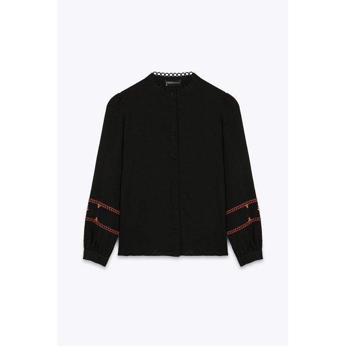 MARWA - CHEMISE  AVEC BRODERIE - BLACK