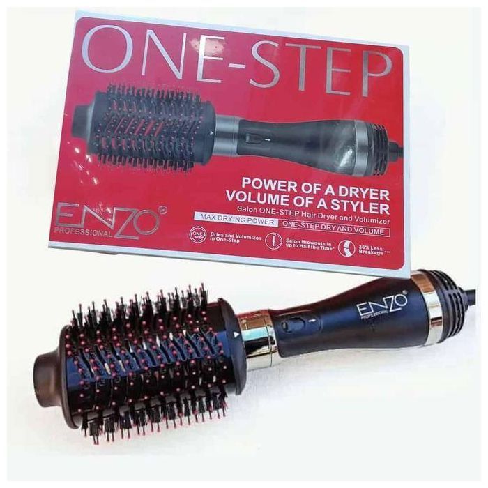 Brosse Soufflante Électrique Enzo One Step – 3-en-1 Séchoir, Volumateur et Lisseur – Design Pliable – Technologie Ionique