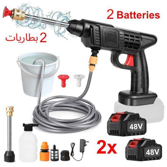 Pistolet à eau Automobile Nettoyeur haute pression portable sans fil 48V deux batteries accessoires