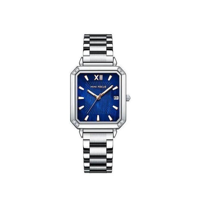 Montre Bracelet - MINI FOCUS - Cadran Carré - Bleu - Acier Inoxydable - Femme