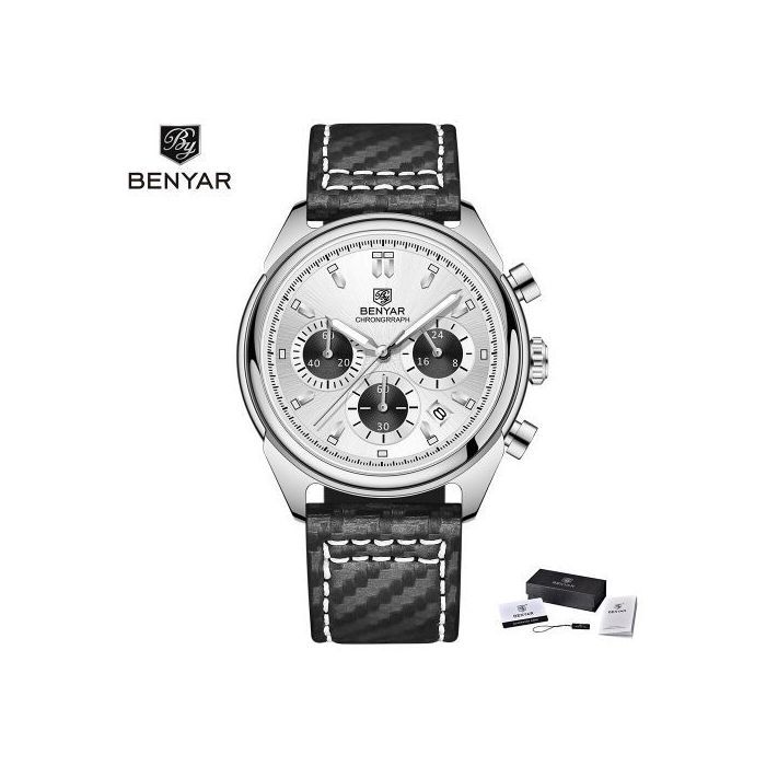 Montre-bracelet - BENYAR - Chronographe - Cuir véritable - Étanche - Analogique