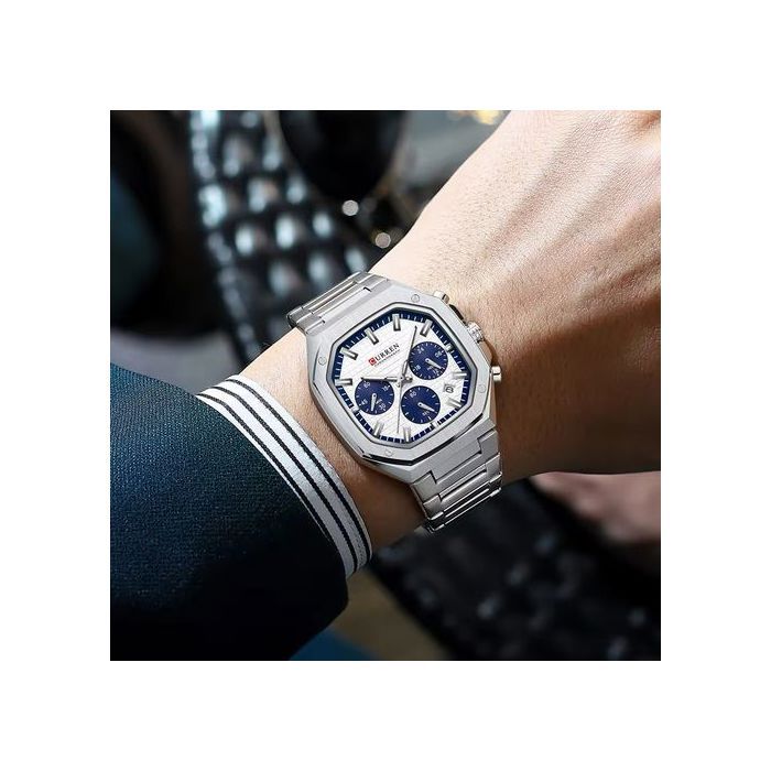 Montre - CURREN - Carrée - Chronographe - Étanche 3ATM - Acier inoxydable