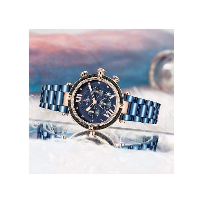 Montre - REWARD - Chronographe Femme - Quartz - Étanche 30m - Bracelet Acier Inoxydable