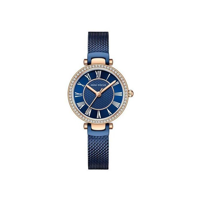 Montre - MINI FOCUS - Simple - Cadran Bleu - Bracelet Maille Fine - Femme Classique