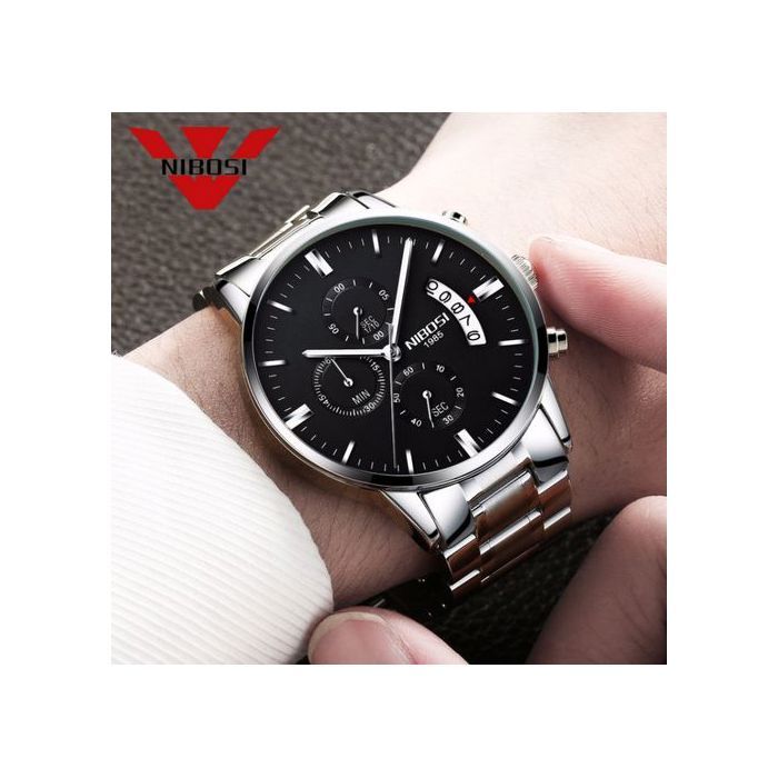Montre Chronographe - NIBOSI - Luxe - Acier Inoxydable - Étanche 3 ATM - Quartz Analogique