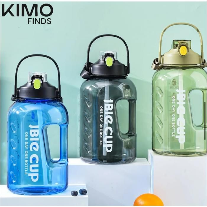 KIMO FINDS - 1 pcs Gourde 2200 ml avec paille, grande capacité, poignée et sangle, idéale pour sport, fitness et hydratation