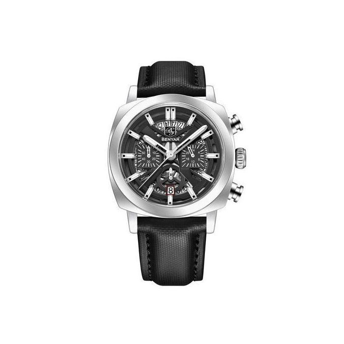 Montre Chronographe - BENYAR - 40mm - Cuir - Verre Saphir - Étanche 200m