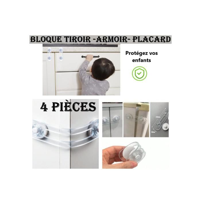4Pc Bloque Tiroir, Placard et frigo, pour la Sécurité de Bébé et Enfant