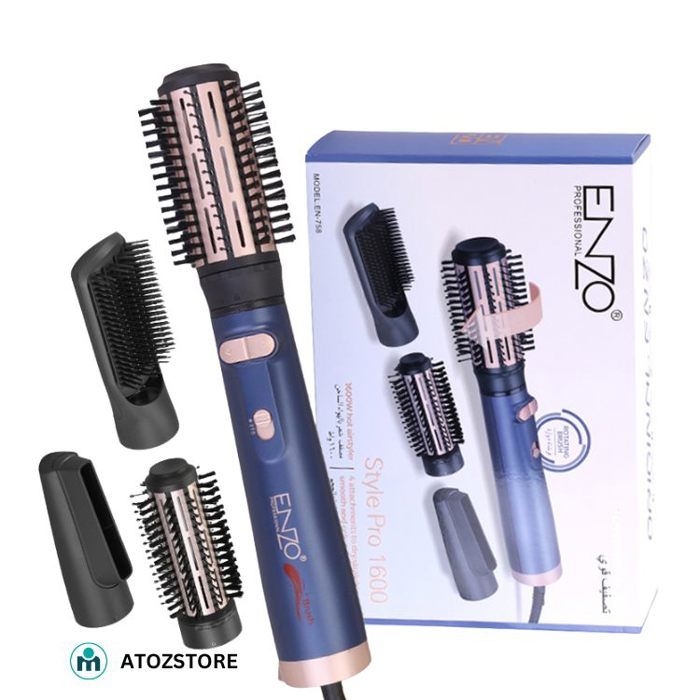 ENZO Brosse coiffante 4 en 1 détachable, sèche-cheveux rotatif à air chaud avec accessoires interchangeables