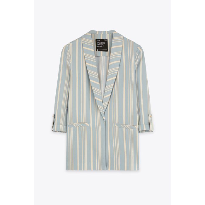 MARWA - COMBINAISON IMPRIME A BOUTON - RAYE BLEU