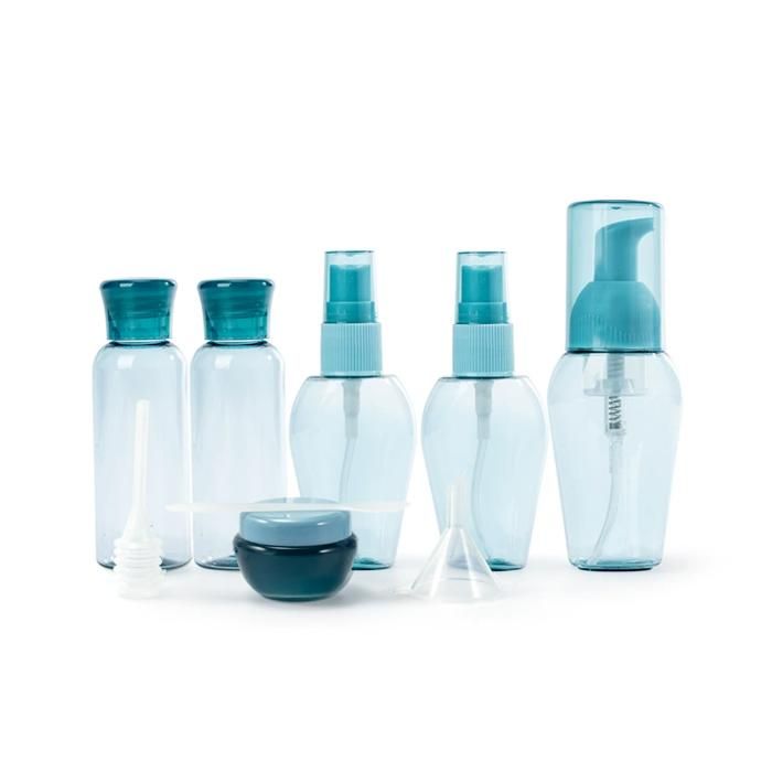 Flacons de voyage - Set de 6 - Silicone souple - Système anti-fuite - Trousse de rangement transparente