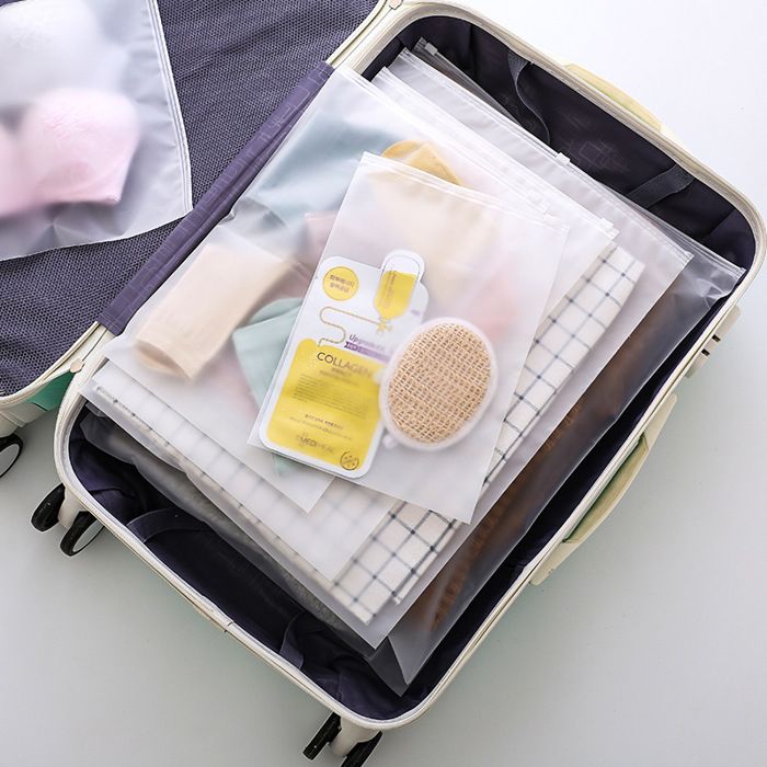 Set de 5 sacs de rangement de voyage – 17×25 cm ×1, 20×28 cm ×1, 24×35 cm ×1, 28×40 cm ×1, 35×45 cm ×1