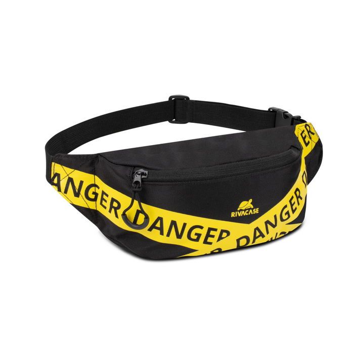 Sac banane RIVACASE (noir et jaune) – Design moderne – Compartiments pratiques – Usage quotidien