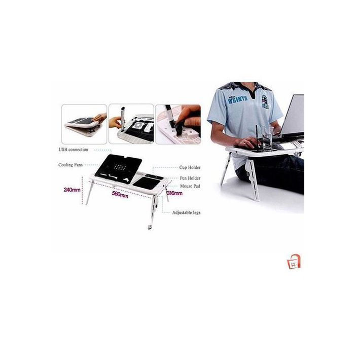 super table pliable pour PC Portable Réglable avec Ventilateur de Refroidissement Intégré