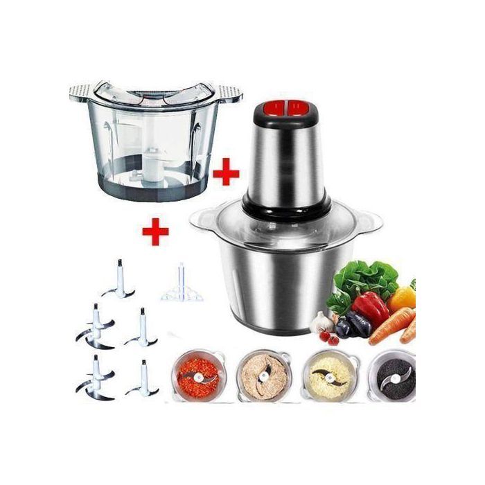 Cooking Electrique Hachoir 2 Bol Inox Et Verre Avec 5 Lames et batteur