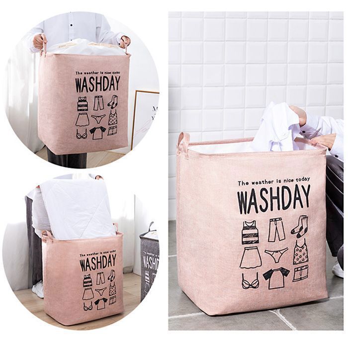 Panier à linge pliable extra large avec cordon – Rose