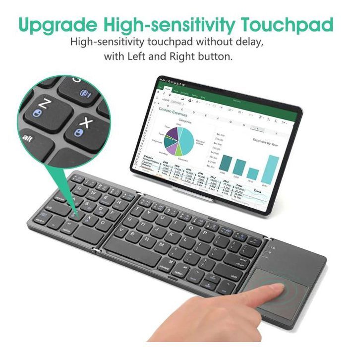 Mini Clavier Bluetooth sans fil pliables avec pavé tactile Touch, PC Mac Smartphone Windows iOS Android , iPad, tablette, ordinateur